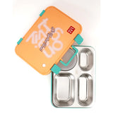 Orange Travel theme Stainless Steel Tiffin/Lunch Box for Kids and Adults