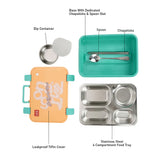 Orange Travel theme Stainless Steel Tiffin/Lunch Box for Kids and Adults