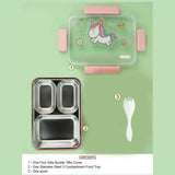 Pink Party Hat Unicorn Big Size Stainless Steel Kids Lunch Box