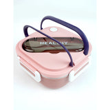 Pink & Purple Rounded Square Stainless Steel Kids Lunch Box