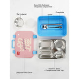 Pink Travel theme Stainless Steel Tiffin/Lunch Box for Kids and Adults