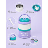Purple Happy Bites Double Decker Stainless Steel Lunch Box