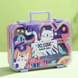 Purple Meow Compact Tiffin Lunch Box for Kids