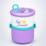 Purple Hot Summer Double Decker Stainless Steel Lunch Box