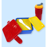 2Pcs Square Red Lego Lid Bpa Free Plastic Kids Lunch Box Plus Cup Bottle For Kids