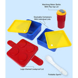 2Pcs Square Red Lego Lid Bpa Free Plastic Kids Lunch Box Plus Cup Bottle For Kids