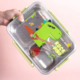 Rock Dino Green Big Size Stainless Steel Kids Lunch Box