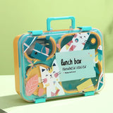 Teal & Mustard Meow Compact Tiffin Lunch Box for Kids