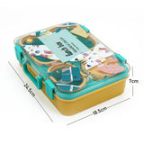 Teal & Mustard Meow Compact Tiffin Lunch Box for Kids