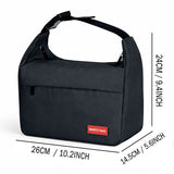 Black Adjustable Buckle Hook Style Insulated Lunch Bag for Kids & Adults