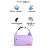 Purple Adjustable Buckle Hook Style Insulated Lunch Bag for Kids & Adults