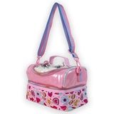Shiny Meow Cat Theme Double Compartment Insulated Lunch Bag For Kids