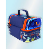 Dino Theme Double Compartment Insulated Lunch Bag For Kids