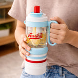 Light Blue White 4 in one Water Bottle, infuser & mini snack box for teens and Adults, 1000ml