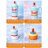 Light Blue White 4 in one Water Bottle, infuser & mini snack box for teens and Adults, 1000ml