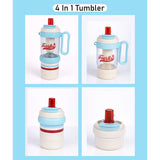 Light Blue White 4 in one Water Bottle, infuser & mini snack box for teens and Adults, 1000ml