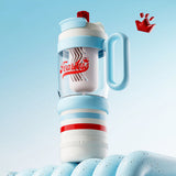 Light Blue White 4 in one Water Bottle, infuser & mini snack box for teens and Adults, 1000ml