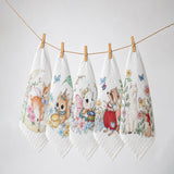 5 Pcs Enchanted Garden Animal theme super Soft Breathable Pure Muslin Cotton Napkins set