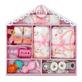 Newborn Baby Girl Wooden Dollhouse Gift Hamper (0-12 months)