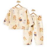 Mustard and Blue Ted, Organic Crushed soft Muslin Cotton Kids Nightsuit
