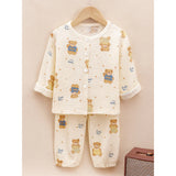 Mustard and Blue Ted, Organic Crushed soft Muslin Cotton Kids Nightsuit