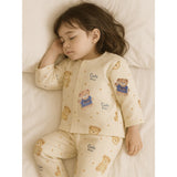 Mustard and Blue Ted, Organic Crushed soft Muslin Cotton Kids Nightsuit