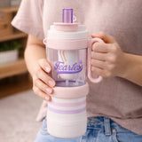 Pink White 4 in one Water Bottle, infuser & mini snack box for teens and Adults, 1000ml