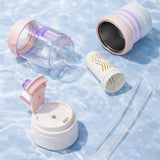 Pink White 4 in one Water Bottle, infuser & mini snack box for teens and Adults, 1000ml