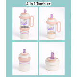 Pink White 4 in one Water Bottle, infuser & mini snack box for teens and Adults, 1000ml