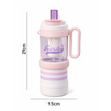 Pink White 4 in one Water Bottle, infuser & mini snack box for teens and Adults, 1000ml