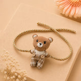 Dual style Checks Teddy Bear Rakhi & Broach clip for Kids