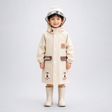 Beige Bear 3D Paw Knee Length Raincoat for Kids