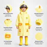 Yellow Duck 3D Paw Knee Length Raincoat for Kids