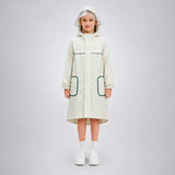Beige Pocket Patch long Length Raincoat for Kids & Teens