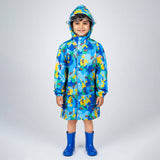 Blue Color Pop Car Print  Knee-Length Raincoat for Kids