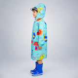 Blue Sunshine Doodle Knee-Length Raincoat for Kids