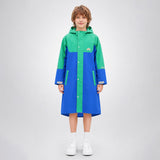 Blue & Green Colour-Block Knee-Length Raincoat for  Kids & Teens