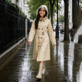 Cream Trench Coat Style Raincoat for Kids & Teens