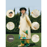 Cream Animal Print Knee Length Raincoat for Kids & Teens