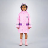 Minimal Pink & Purple Pocket Knee Length Raincoat for Kids & Teens