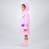 Minimal Pink & Purple Pocket Knee Length Raincoat for Kids & Teens