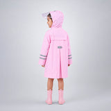 Minimal Pink & Purple Pocket Knee Length Raincoat for Kids & Teens