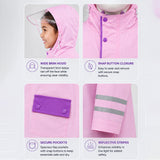 Minimal Pink & Purple Pocket Knee Length Raincoat for Kids & Teens