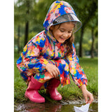 Pink Color Pop Car Print  Knee-Length Raincoat for Kids
