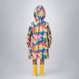 Pink Color Pop Car Print  Knee-Length Raincoat for Kids