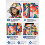 Pink Color Pop Car Print  Knee-Length Raincoat for Kids
