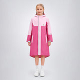 Pink Colour-Block Knee-Length Raincoat for Kids & Teens