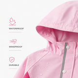Pink Colour-Block Knee-Length Raincoat for Kids & Teens