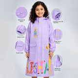 Purple Giraffe Knee Length Raincoat for Kids