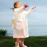Unicorn Pink Bordered Translucent long style Raincoat for kids